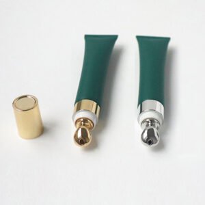 Luxury Custom Eye Cream Tube Packaging Matte PE Tube Cosmetic Lotion Tube with Zinc Alloy Applicator Head